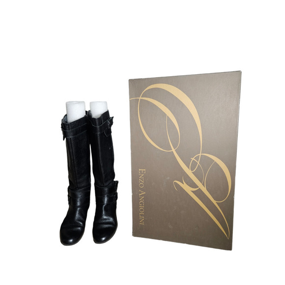 Enzo‎ Angiolini EazenziWomen's Size 7.5 M Black Leather High Boots - Picture 1 of 11